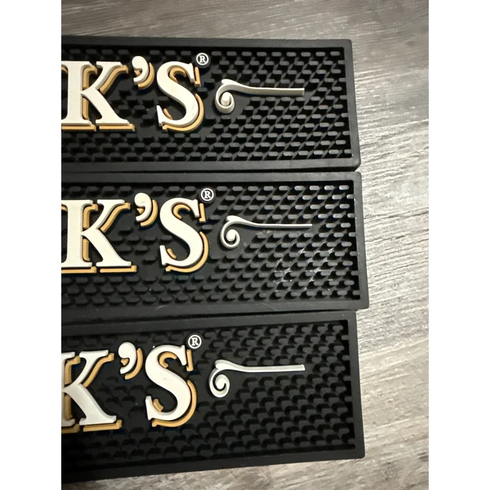 Hendrick's Gin Bar Mat Rubber Spill Rail Mat Black Gold 3-Piece Set 2022
